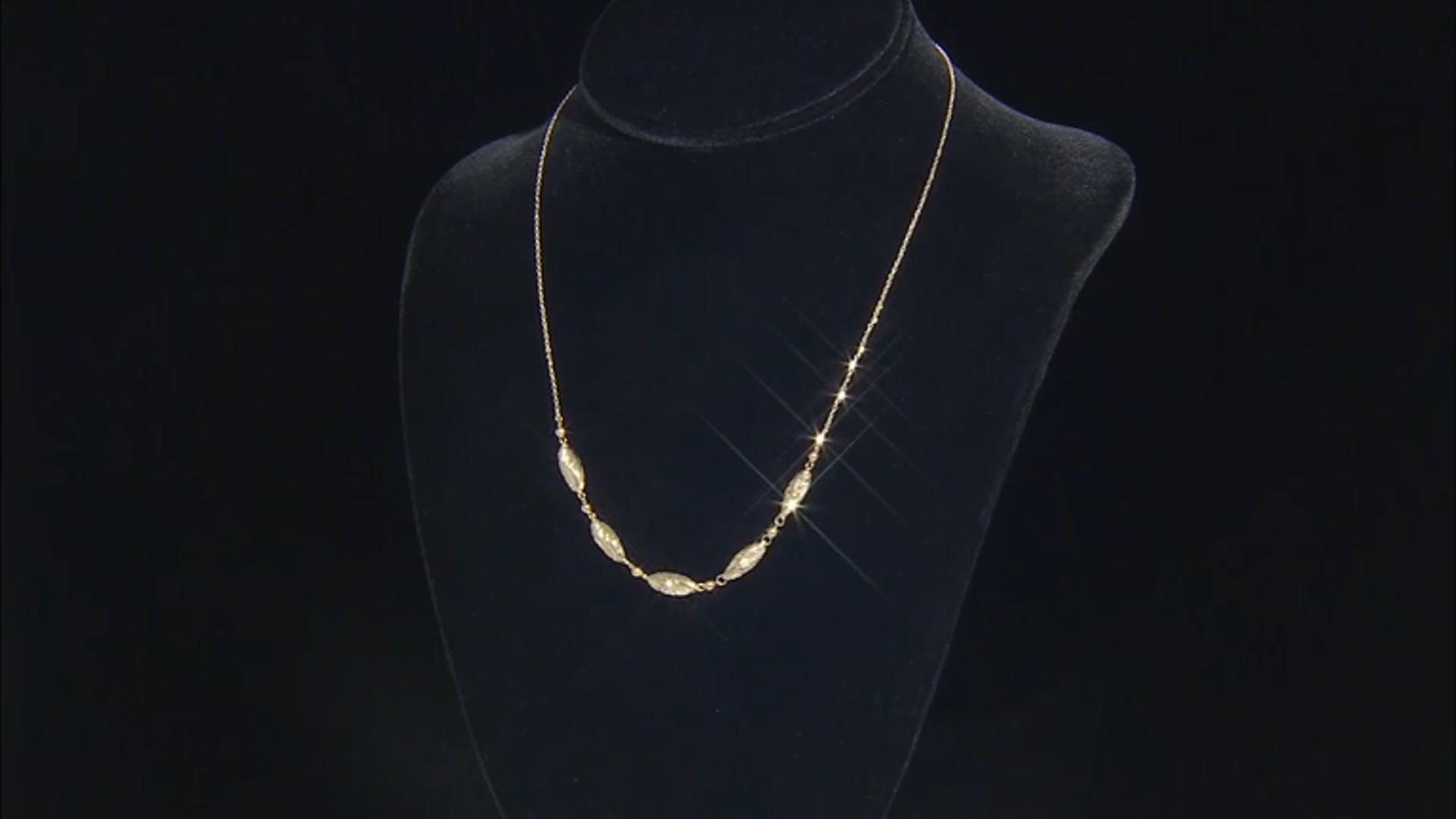 10k Yellow Gold Diamond-Cut Oval Bead 18 Inch Necklace Video Thumbnail