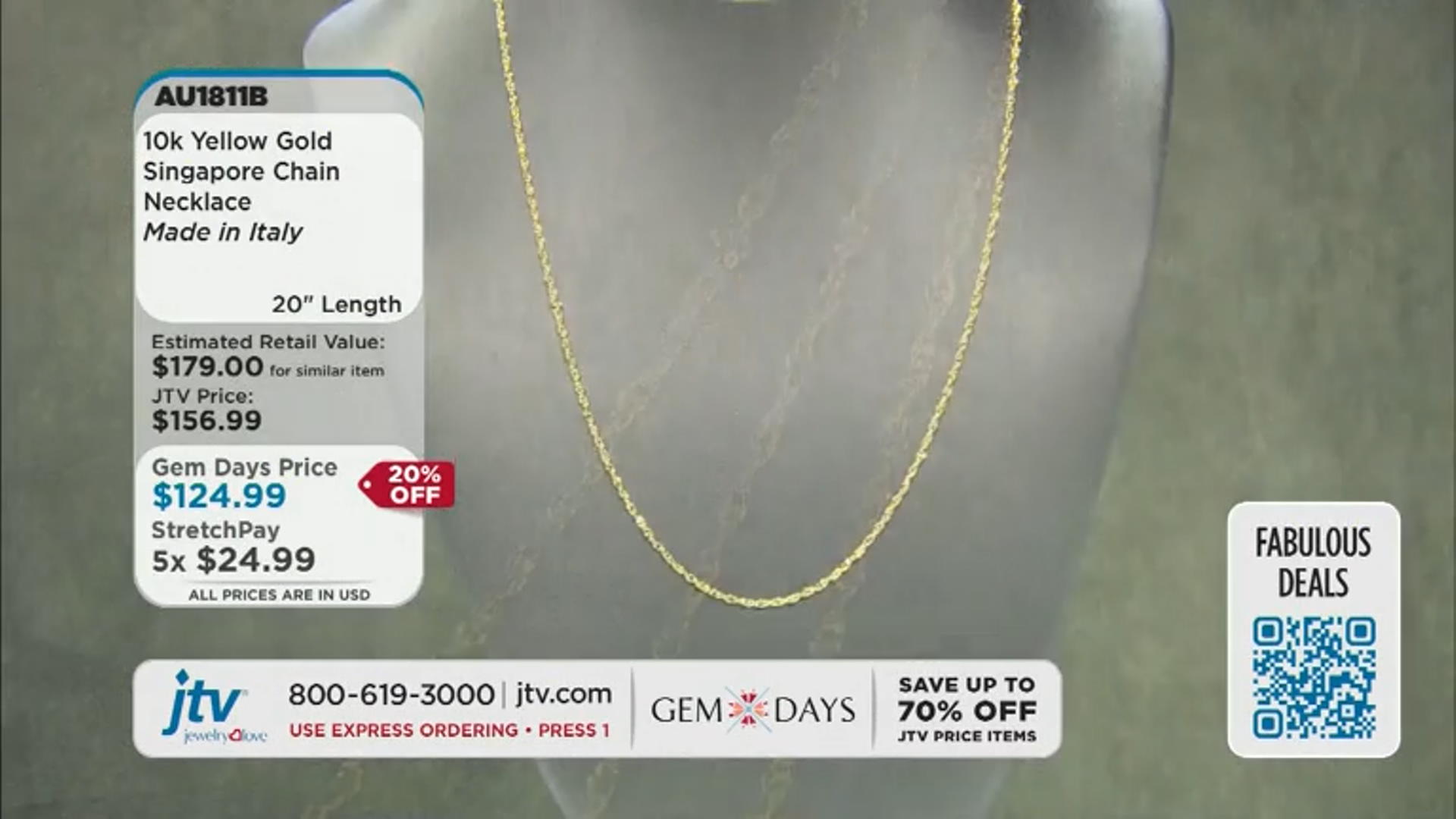 10K Yellow Gold 1.7mm Singapore Chain 20 Inch Necklace Video Thumbnail