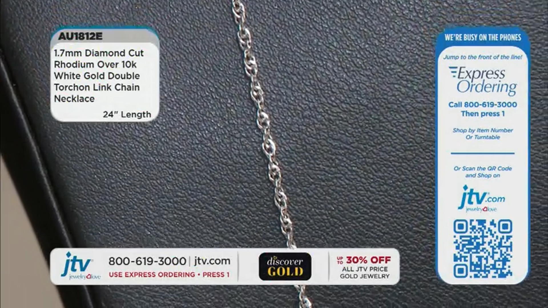 Rhodium Over 10K White Gold Diamond-Cut 1.7mm Double Torchon Link 24 Inch Chain Necklace Video Thumbnail