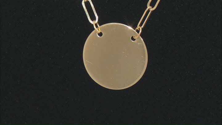 10k Yellow Gold Paperclip Link 18 Inch Disc Necklace Video Thumbnail