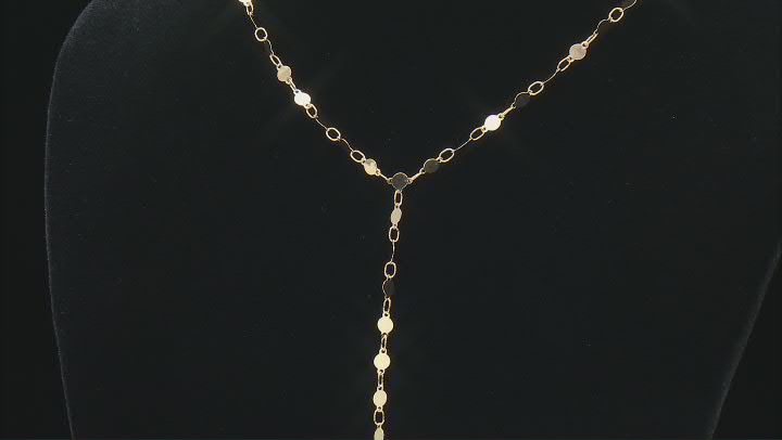 10k Yellow Gold Disc Drop Y 18 Inch Necklace Video Thumbnail
