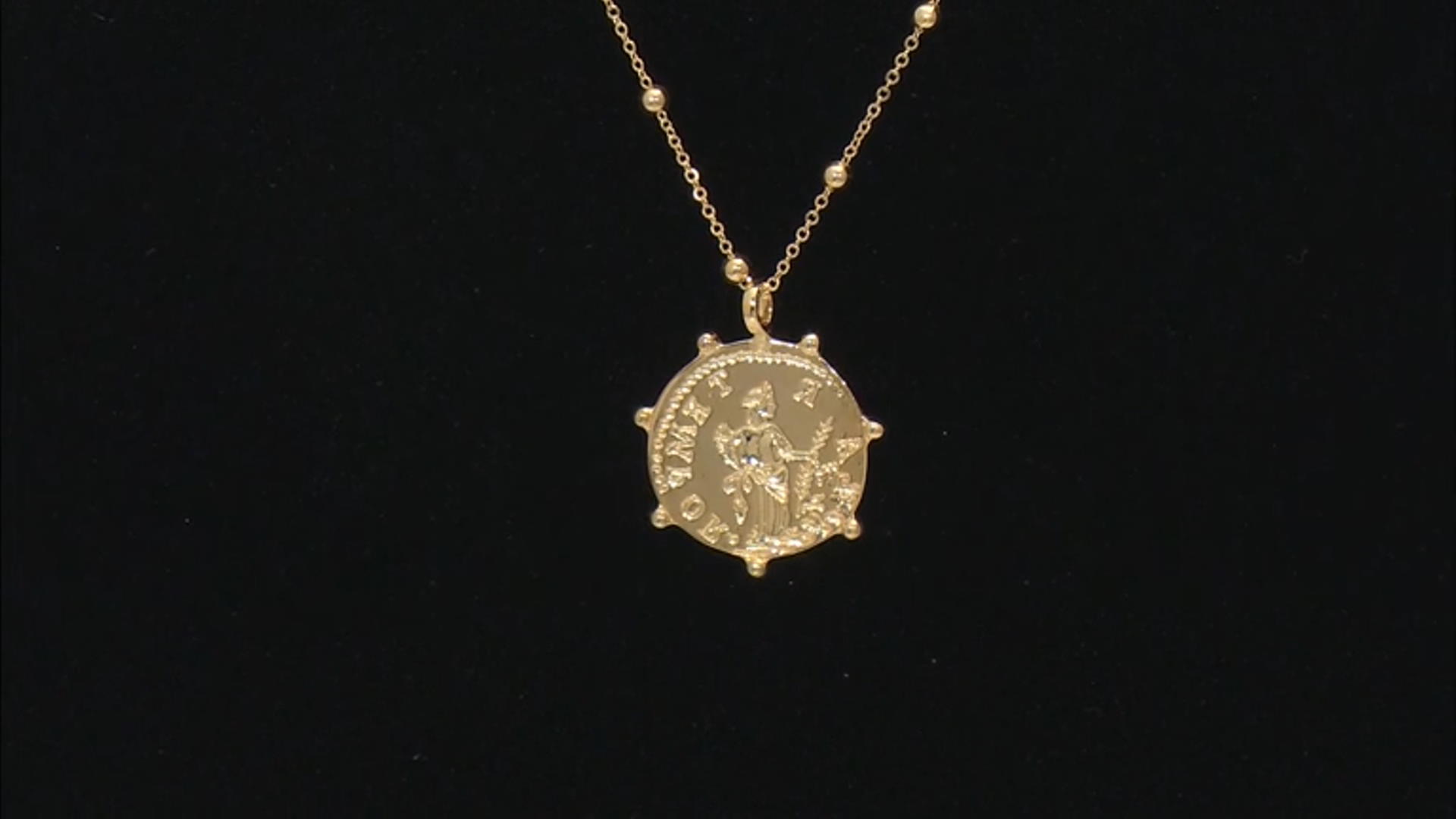 10k Yellow Gold Bead Station 18 Inch Replica Coin Necklace Video Thumbnail