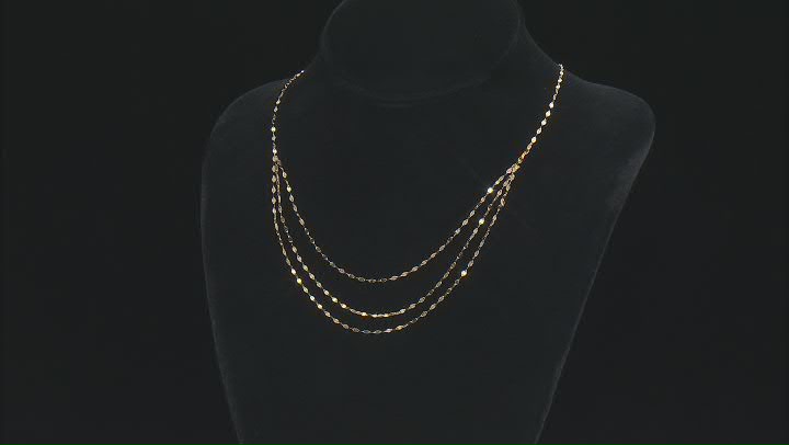 10k Yellow Gold Multi-Layer Diamond-Cut Mirror Link 18 Inch Necklace Video Thumbnail