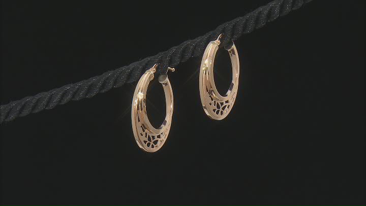 14k Yellow Gold Butterfly Cut-Out Hoop Earrings Video Thumbnail