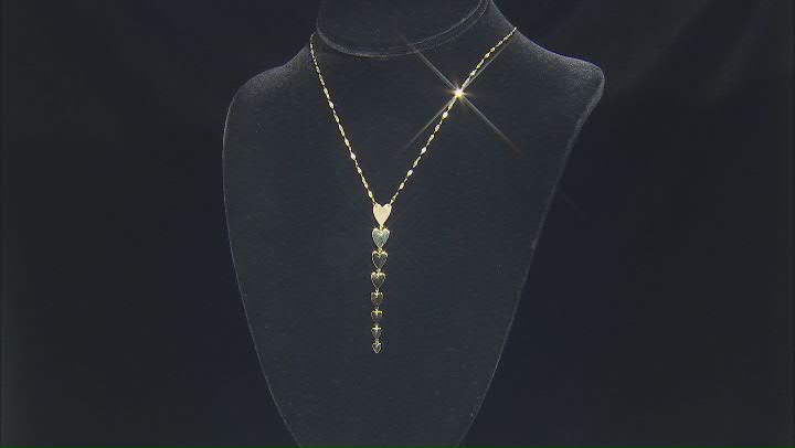 10k Yellow Gold Hearts Drop 18 Inch Necklace Video Thumbnail
