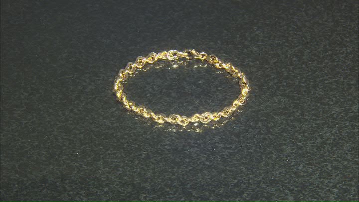 10k Yellow Gold Mirror Concave Rope Link Bracelet Video Thumbnail