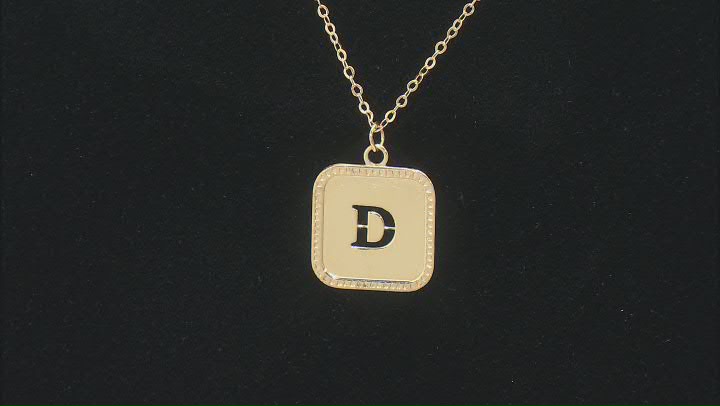 10k Yellow Gold Cut-Out Initial D 18 Inch Necklace Video Thumbnail