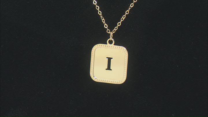 10k Yellow Gold Cut-Out Initial I 18 Inch Necklace Video Thumbnail