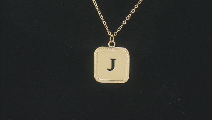 10k Yellow Gold Cut-Out Initial J 18 Inch Necklace Video Thumbnail