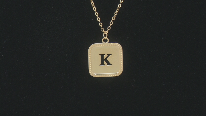 10k Yellow Gold Cut-Out Initial K 18 Inch Necklace Video Thumbnail
