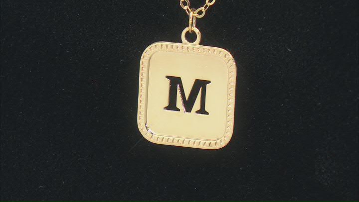 10k Yellow Gold Cut-Out Initial M 18 Inch Necklace Video Thumbnail