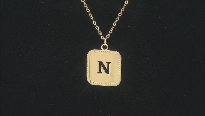 10k Yellow Gold Cut-Out Initial N 18 Inch Necklace Video Thumbnail