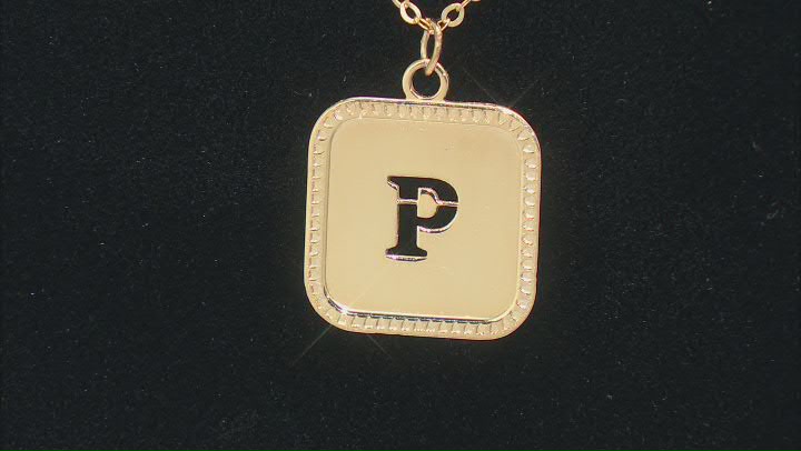 10k Yellow Gold Cut-Out Initial P 18 Inch Necklace Video Thumbnail