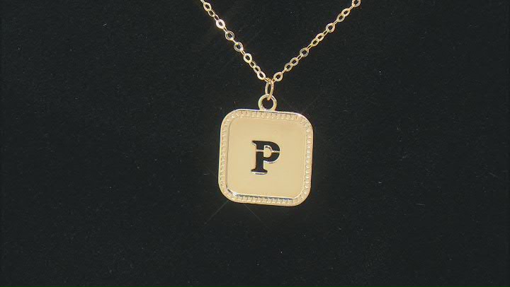10k Yellow Gold Cut-Out Initial P 18 Inch Necklace Video Thumbnail