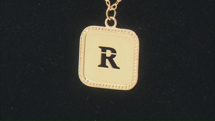 10k Yellow Gold Cut-Out Initial R 18 Inch Necklace Video Thumbnail