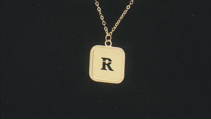10k Yellow Gold Cut-Out Initial R 18 Inch Necklace Video Thumbnail