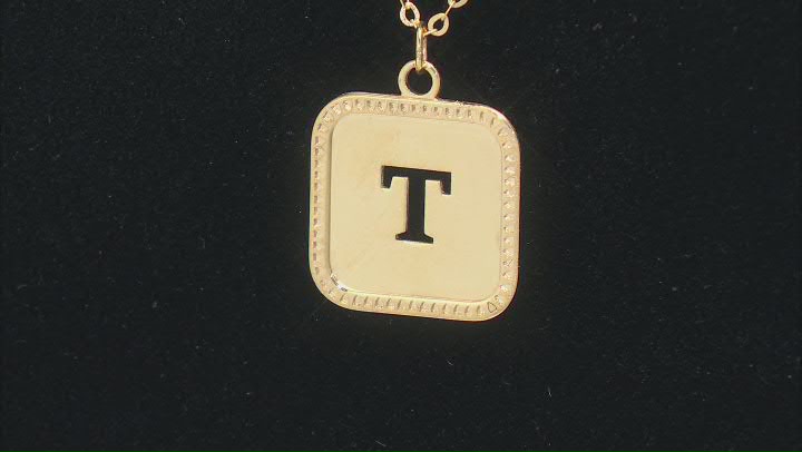 10k Yellow Gold Cut-Out Initial T 18 Inch Necklace Video Thumbnail