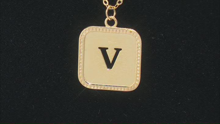 10k Yellow Gold Cut-Out Initial V 18 Inch Necklace Video Thumbnail