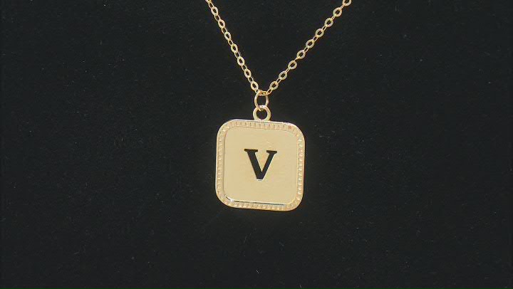 10k Yellow Gold Cut-Out Initial V 18 Inch Necklace Video Thumbnail
