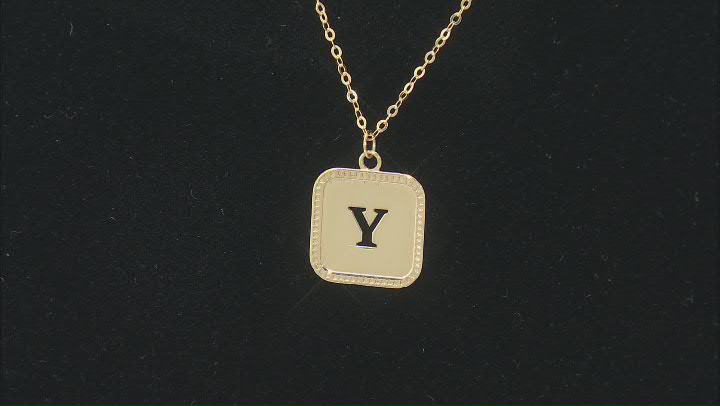 10k Yellow Gold Cut-Out Initial Y 18 Inch Necklace Video Thumbnail