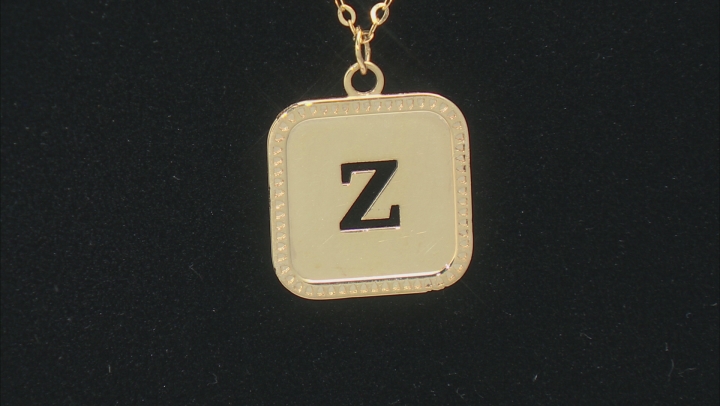 10k Yellow Gold Cut-Out Initial Z 18 Inch Necklace Video Thumbnail