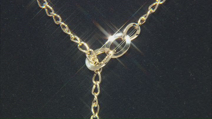 14k Yellow Gold Graduated Oval Link Lariat 17 Inch Necklace Video Thumbnail
