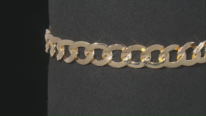 Splendido Oro™ Divino 14k Yellow Gold With a Sterling Silver Core 7.3mm Curb Link Bracelet Video Thumbnail