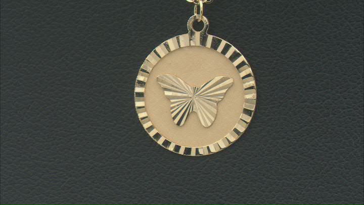 10k Yellow Gold Diamond-Cut Butterfly Disc 18 Inch Necklace Video Thumbnail