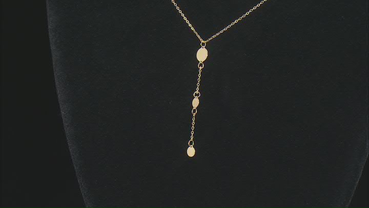 14k Yellow Gold Flat Rolo Link Disc Lariat 18 Inch Necklace Video Thumbnail