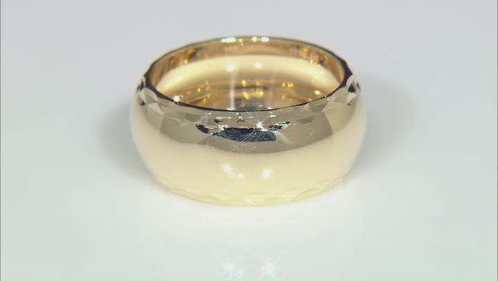 14k Yellow Gold 9.5mm Diamond-Cut Band Ring Video Thumbnail