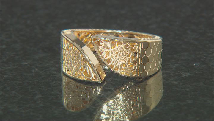 14k Yellow Gold Floral Design Bypass Ring Video Thumbnail