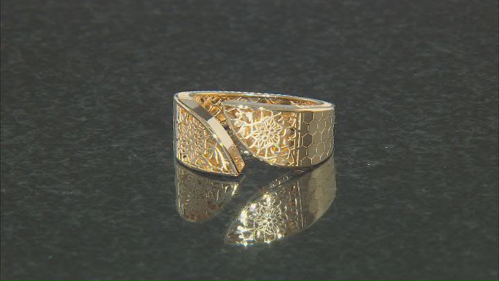 14k Yellow Gold Floral Design Bypass Ring Video Thumbnail