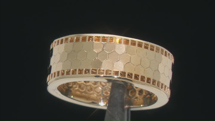14k Yellow Gold 8.3mm Mosaic Pattern Band Ring Video Thumbnail