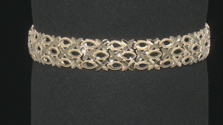 10k Yellow Gold 10mm Diamond-Cut Woven Link Bracelet Video Thumbnail