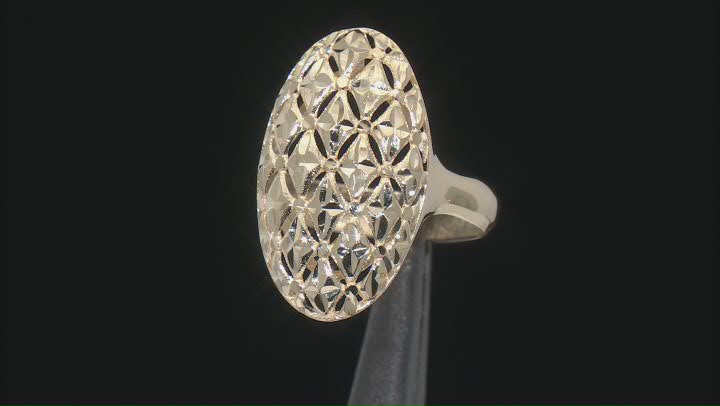 10k Yellow Gold Oval Patterned Ring Video Thumbnail