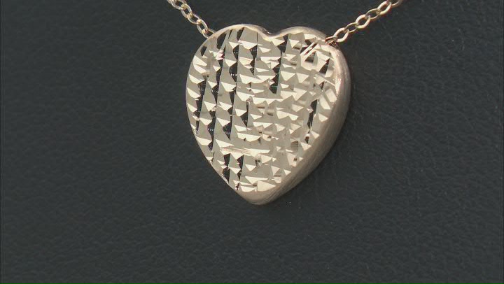 10k Yellow Gold Diamond-Cut Heart 18 Inch Necklace Video Thumbnail