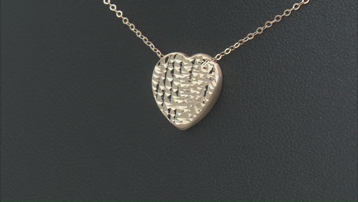10k Yellow Gold Diamond-Cut Heart 18 Inch Necklace Video Thumbnail