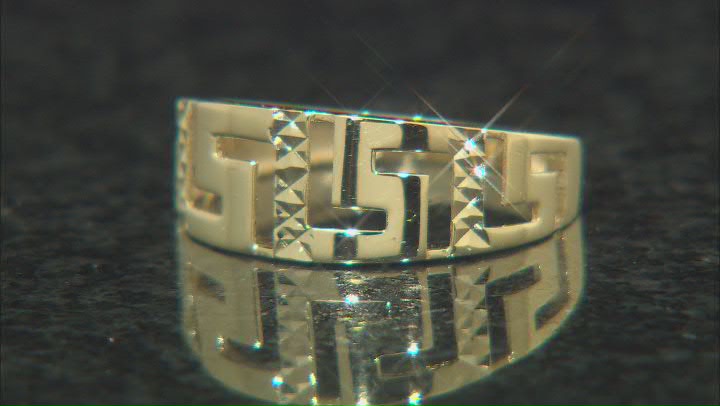 10k Yellow Gold Diamond-Cut Greek Key Ring Video Thumbnail