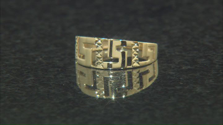 10k Yellow Gold Diamond-Cut Greek Key Ring Video Thumbnail