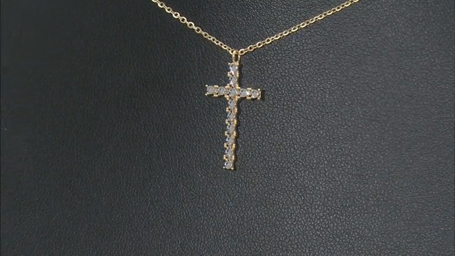 10k Yellow Gold & Rhodium Over 10k White Gold Rolo Link Cross Pendant 18 Inch Necklace Video Thumbnail