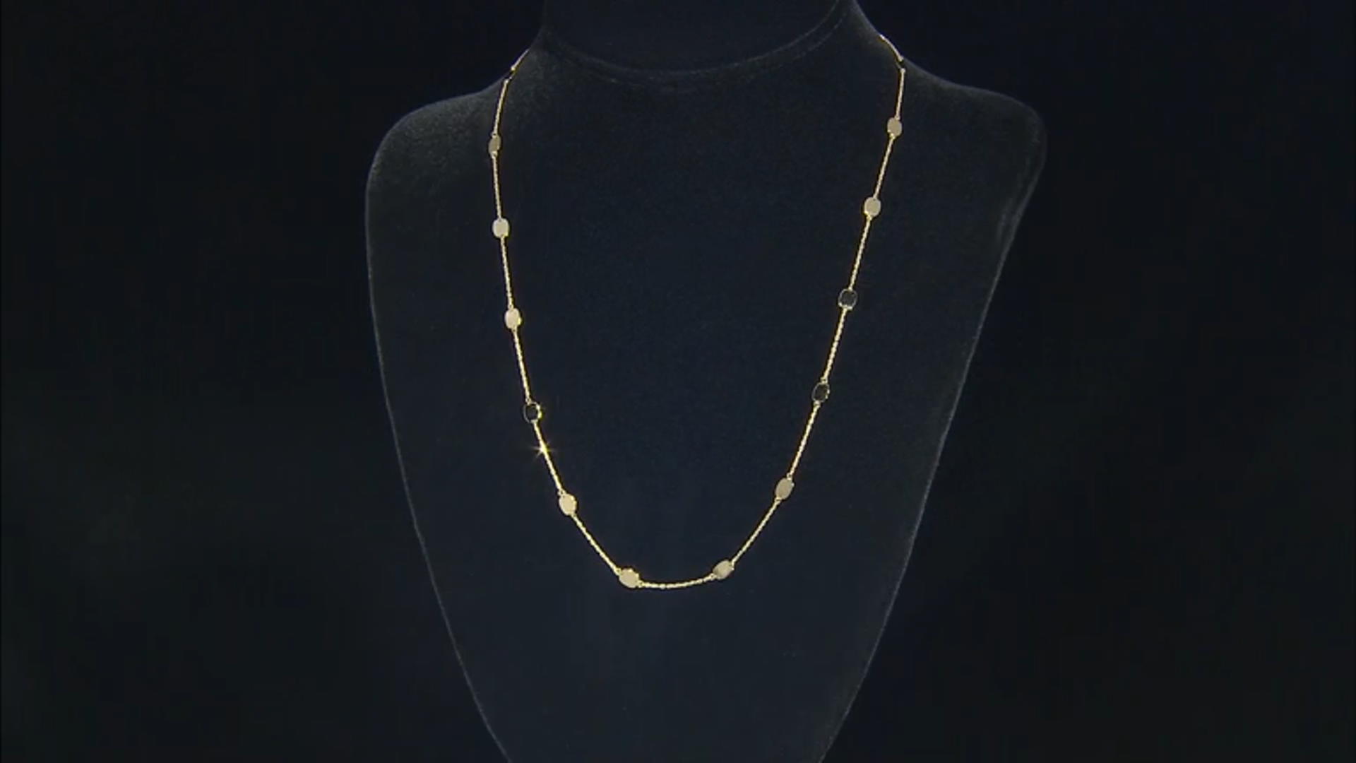10k Yellow Gold Oval Disc Station 20 Inch Necklace Video Thumbnail