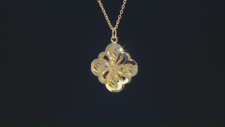 10k Yellow Gold Rolo Link Filigree Flower Pendant 20 Inch Necklace Video Thumbnail