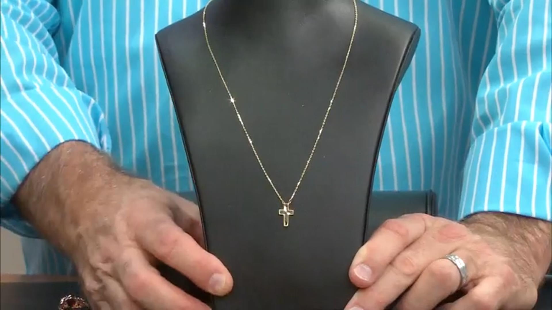10k Yellow Gold Diamond-Cut Cross Pendant 20 Inch Necklace Video Thumbnail