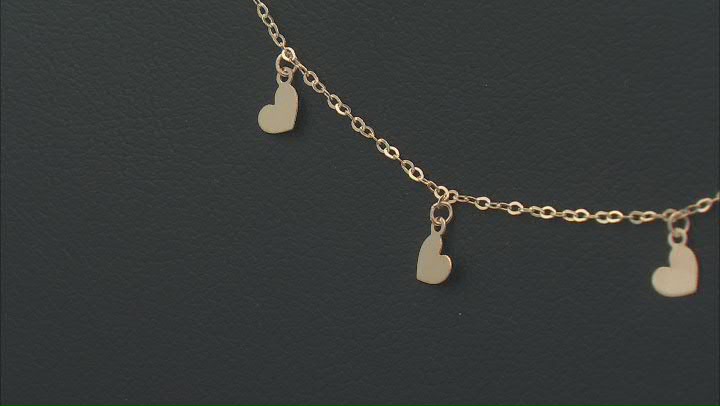 10k Yellow Gold Heart Charms Rolo Link 18 Inch Necklace Video Thumbnail