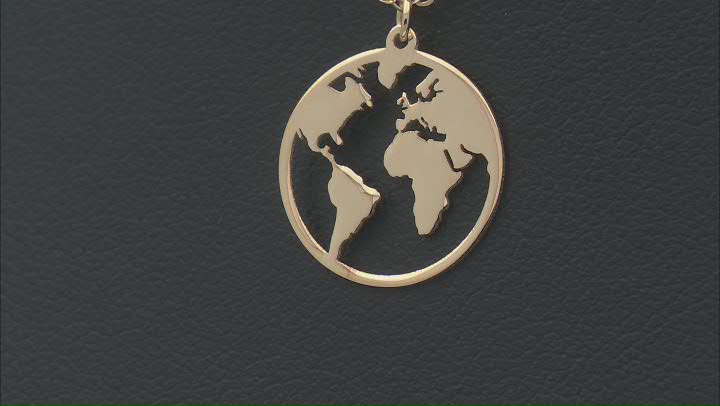 10k Yellow Gold World Map Pendant Rolo Link 20 Inch Necklace Video Thumbnail