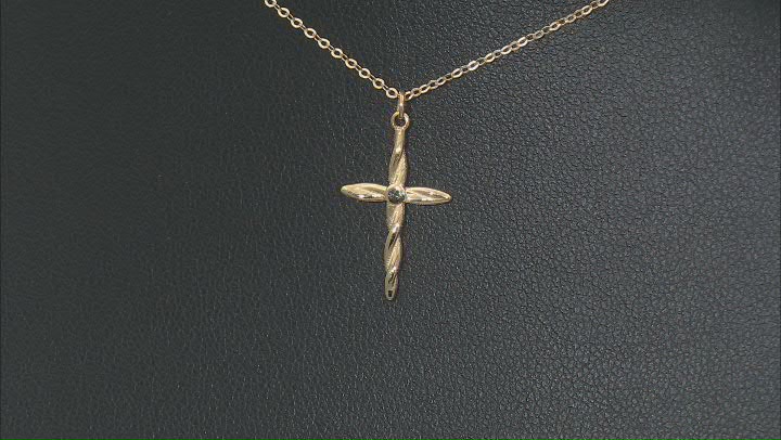 10k Yellow Gold Twisted Cross Pendant Rolo Link 20 Inch Necklace Video Thumbnail