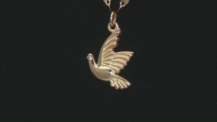 10k Yellow Gold Dove Pendant Mirror Link 20 Inch Necklace Video Thumbnail