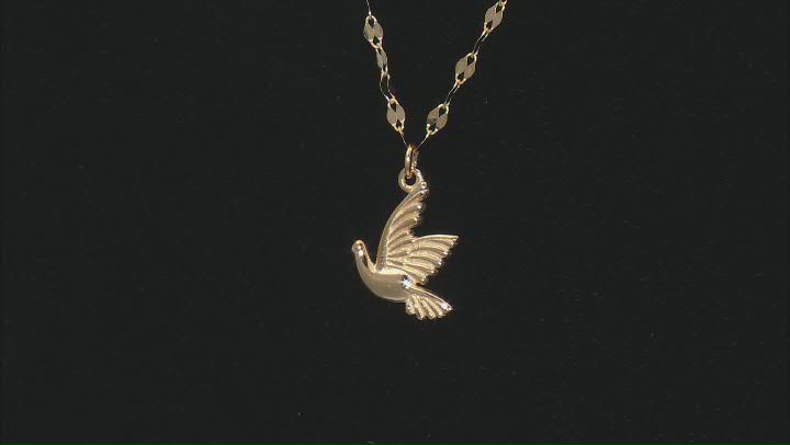 10k Yellow Gold Dove Pendant Mirror Link 20 Inch Necklace Video Thumbnail