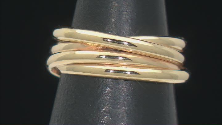 Splendido Oro™ Divino 14k Yellow Gold With a Sterling Silver Core Crossover Band Ring Video Thumbnail