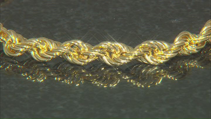 Splendido Oro™ Divino 14k Yellow Gold With a Sterling Silver Core 5.8mm Rope Link Bracelet Video Thumbnail